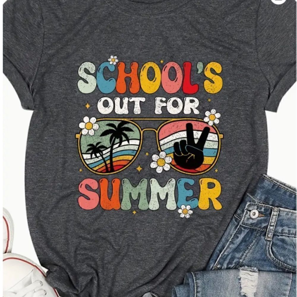 NEW! Boho Hippie Retro School's Out For The Summer T Shirt Festival Vibes Peace - Picture 2 of 4